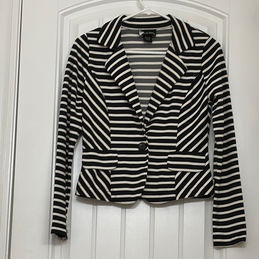 Black and White Striped Women's Blazer